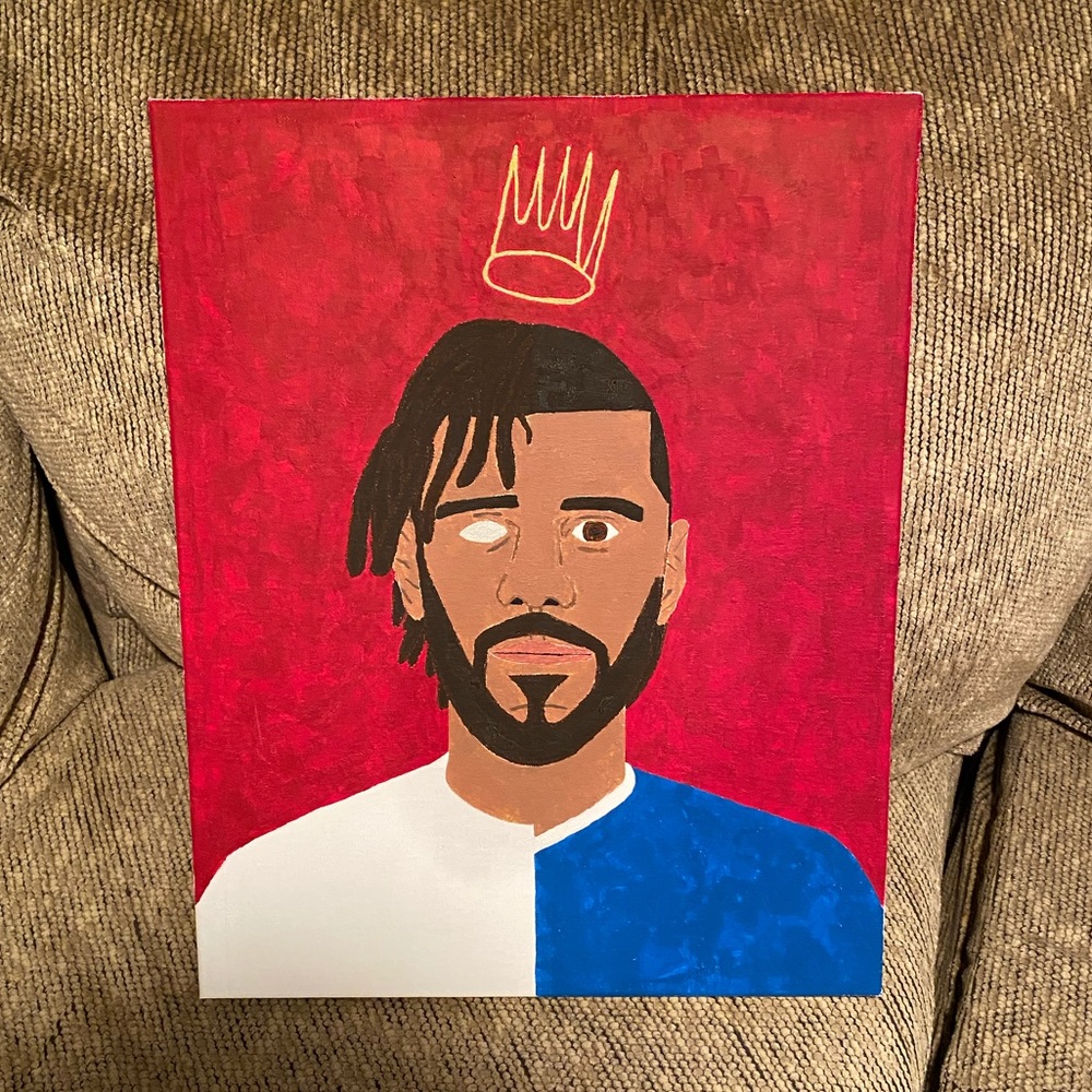 J Cole painting on 16x20 canvas